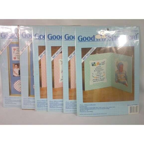 6x DMC Good Shepherd Counted Cross Stitch Photo Album Collection Grandchildren - Picture 1 of 9